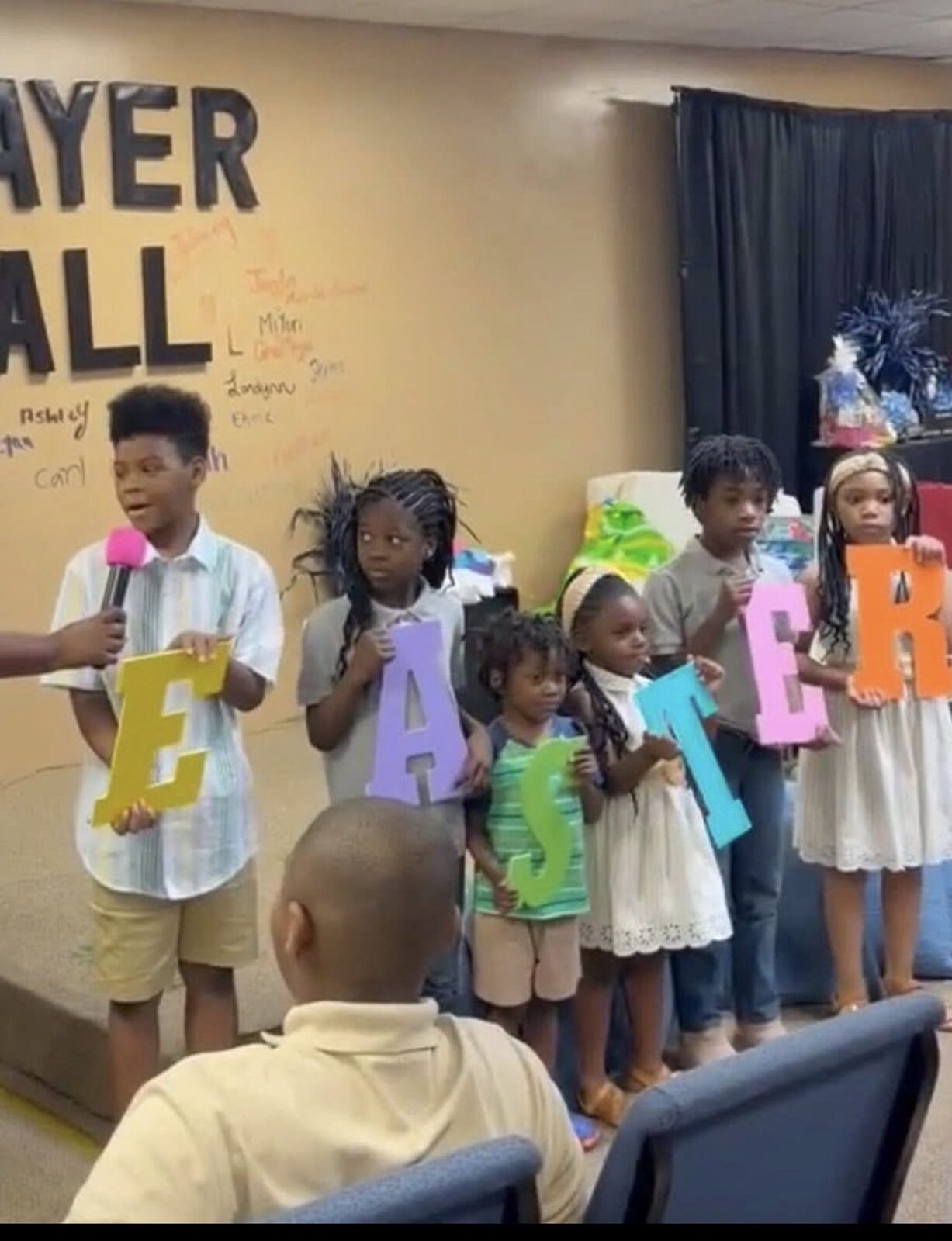 Children participating in a church presentation