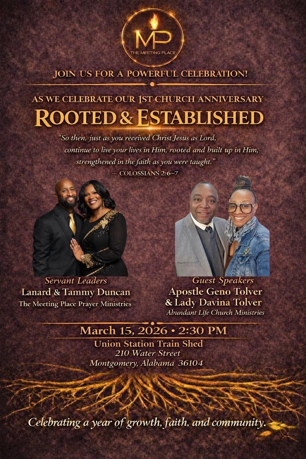 First church anniversary celebration flyer for The Meeting Place
